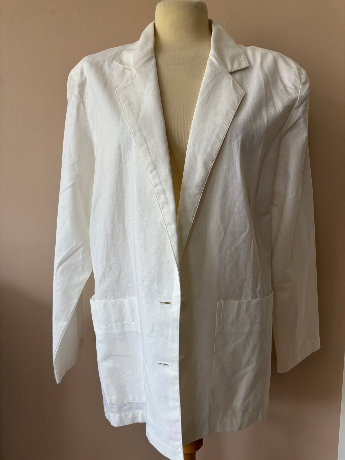 Vintage French white cotton blazer size 12