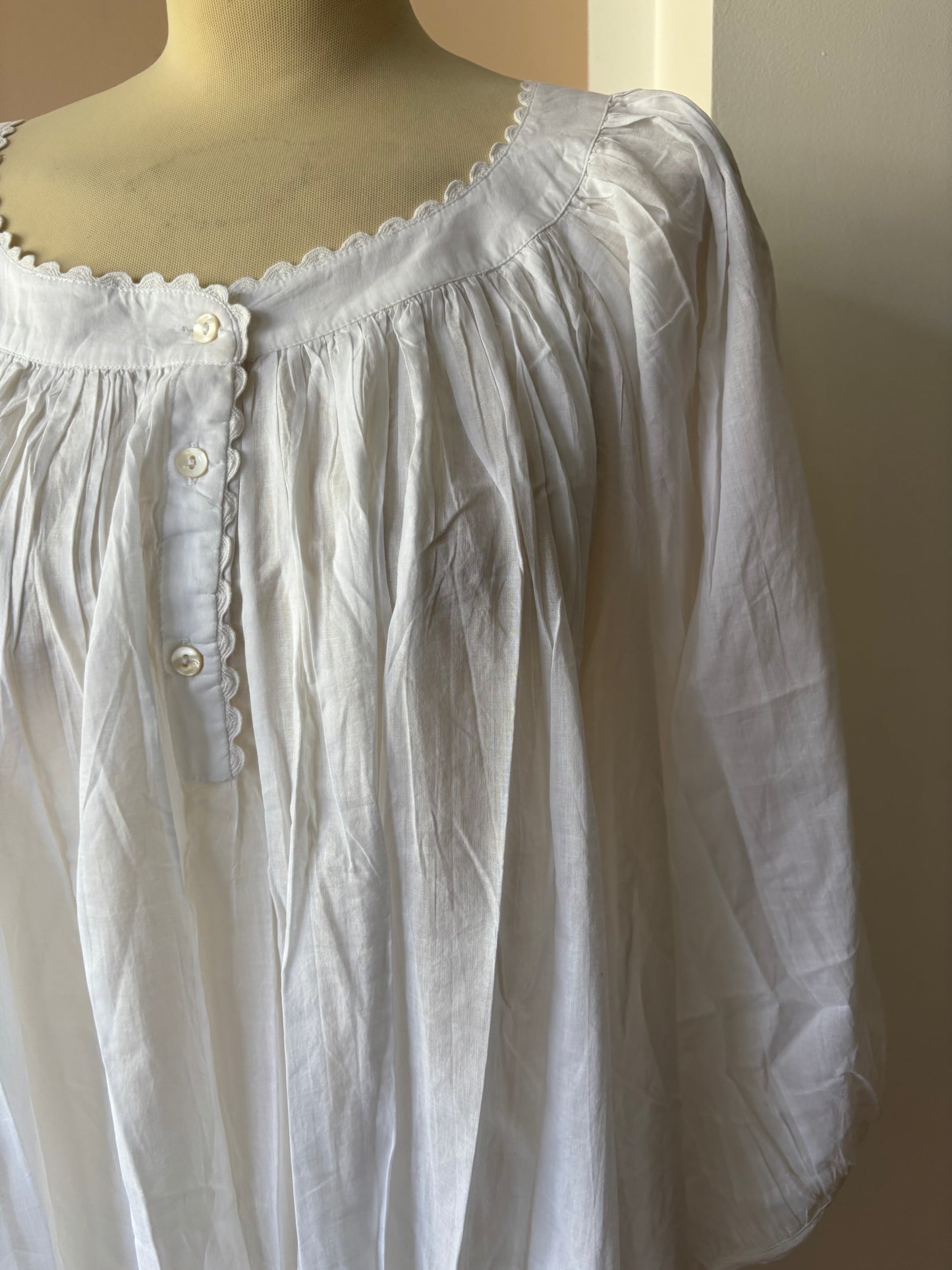 White organic cotton nightdress . One size