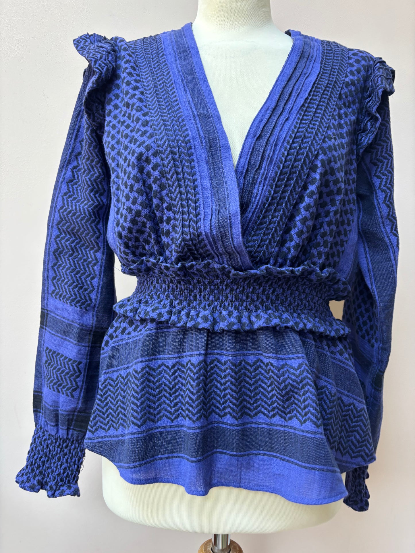 Cotton patterned crossover top size Small