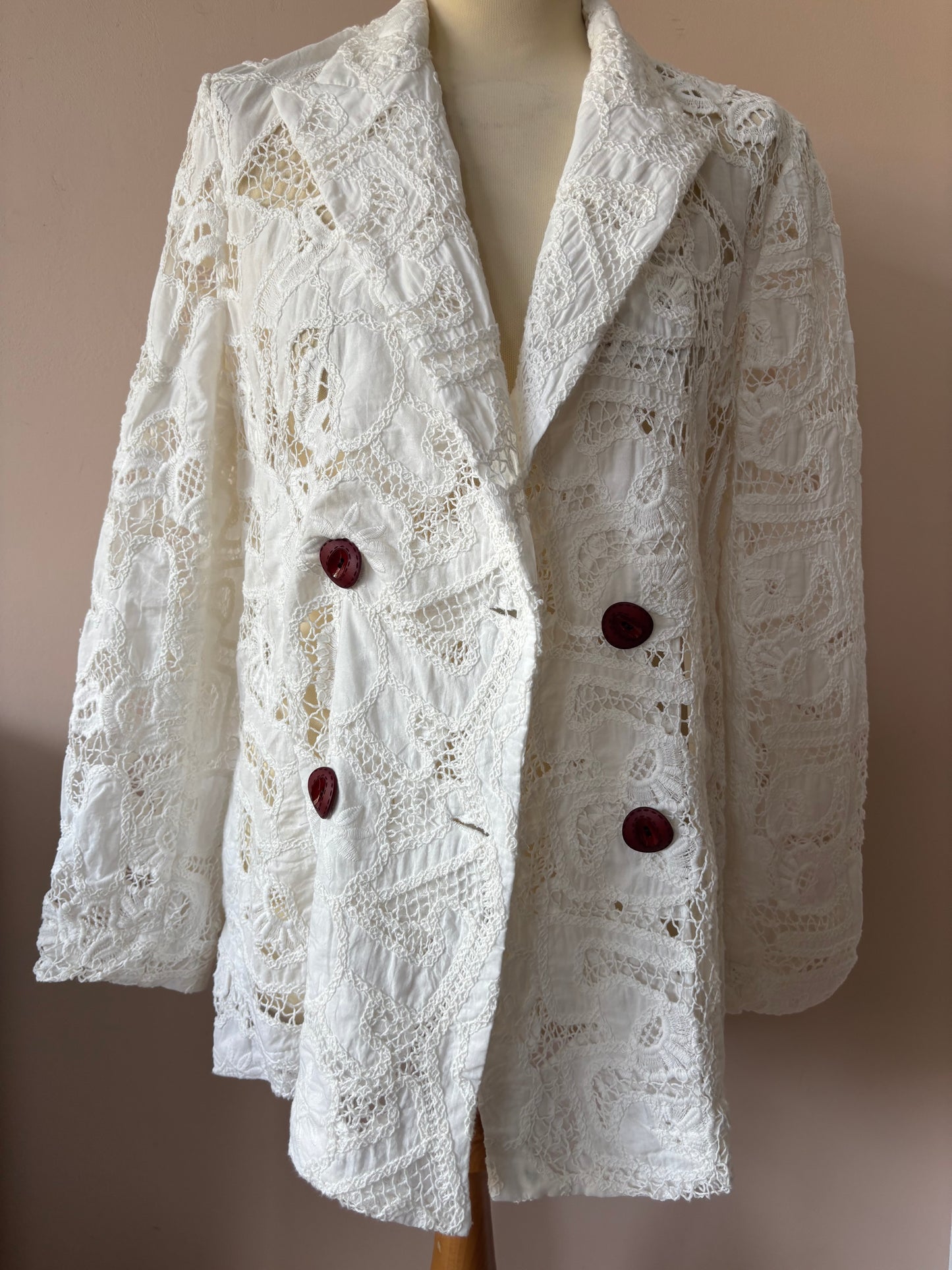 White lace double breasted blazer size Medium