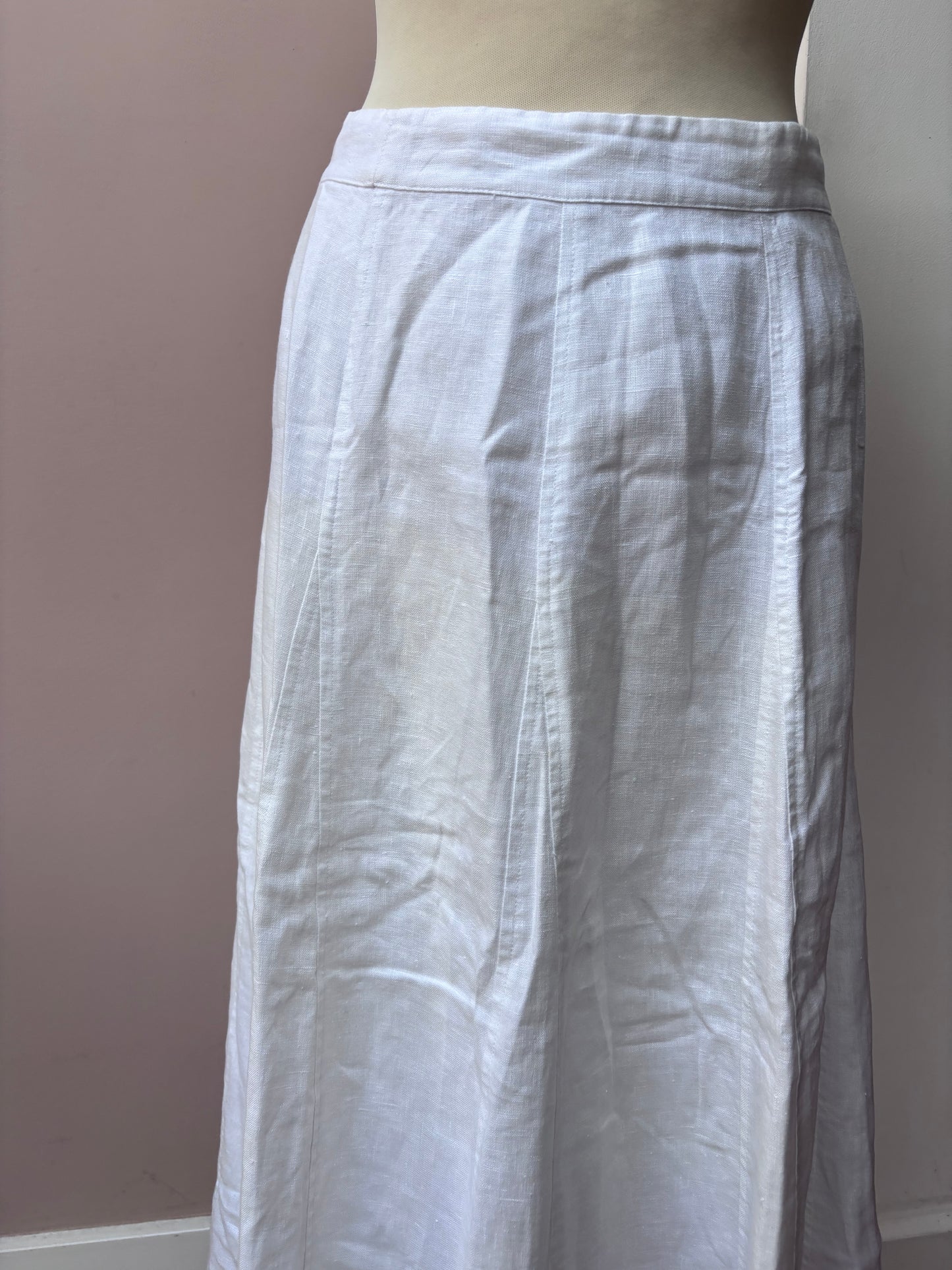 White 100% linen skirt size 10