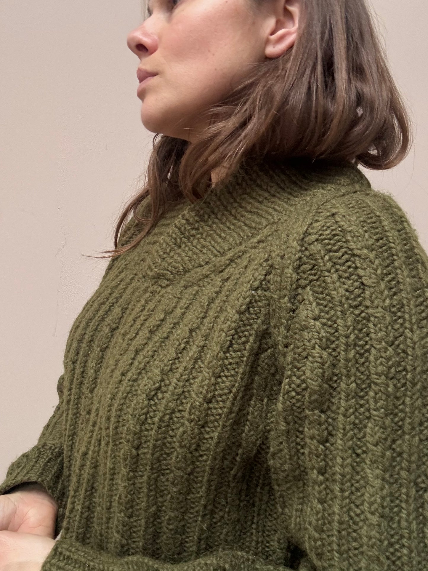 Green knitted wool jumper size Medium