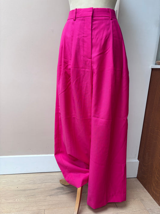 Hot pink 100% wool wide leg trousers size 10