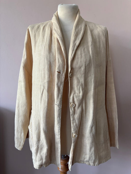 Dusky yellow 100% linen jacket size 12/14