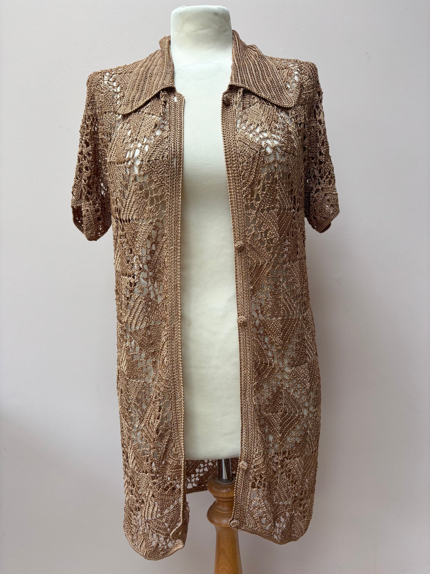 Brown gold crochet top size L