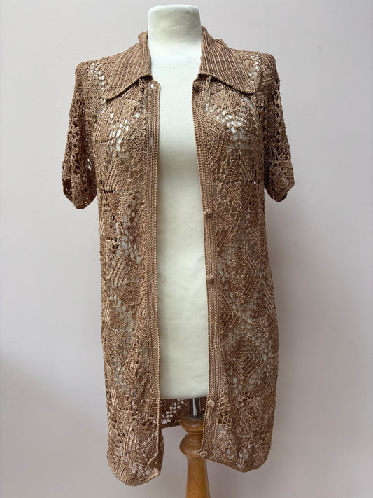 Brown gold crochet top size L
