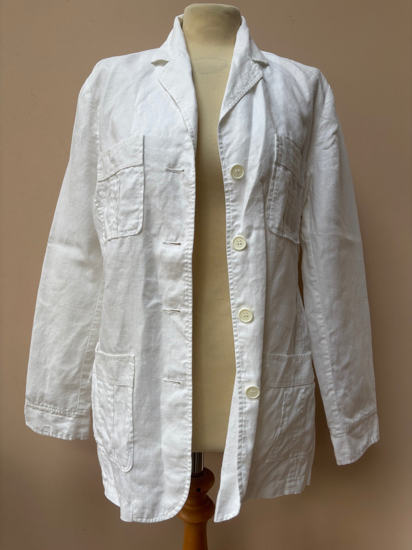 Vintage white 100% linen jacket size 12