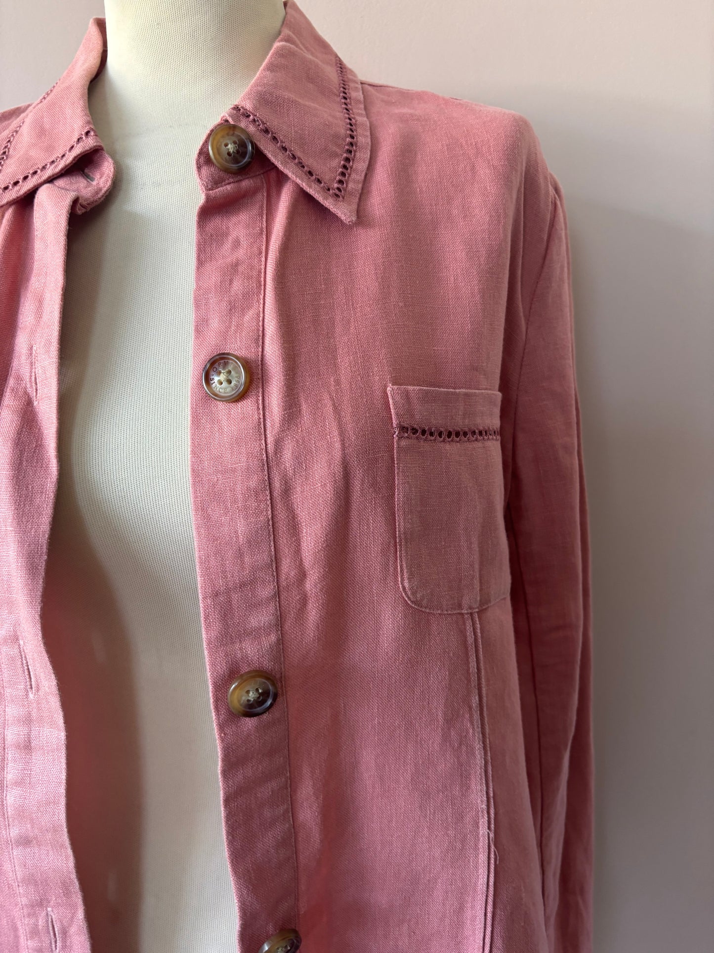Orvis 100% linen dusky pink jacket size 12-16 ish (size Large)