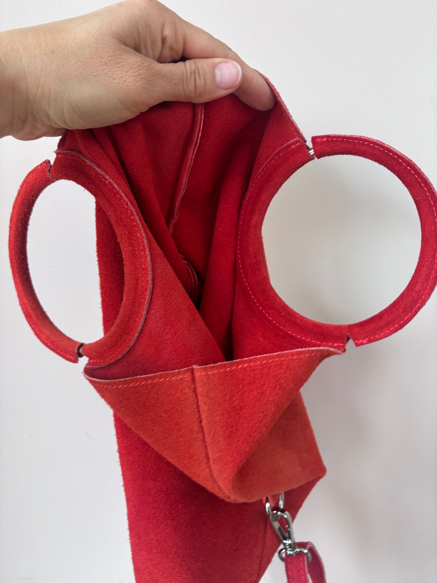 Red suede bag