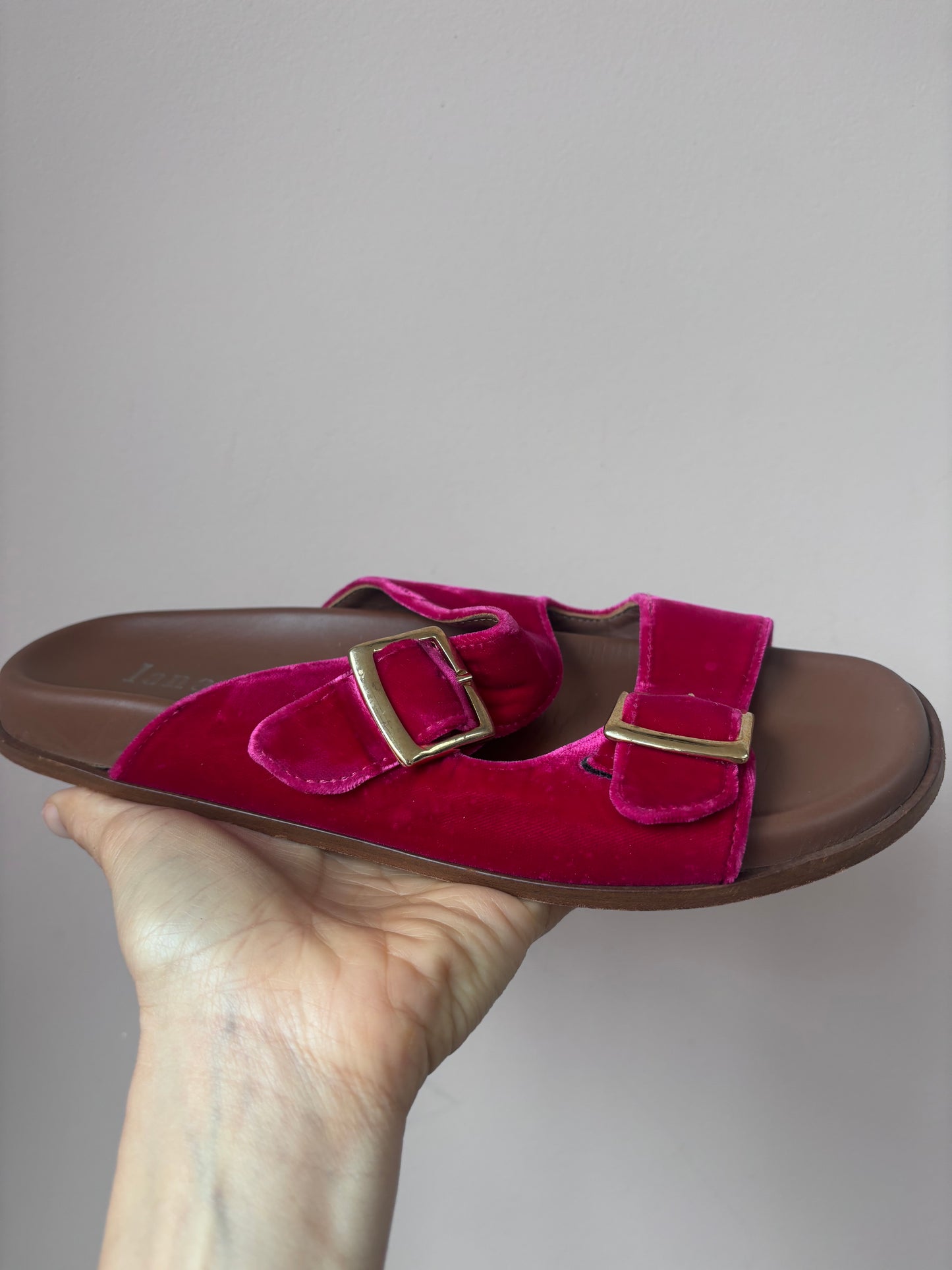 Pink velvet Lanapo sandals size UK5