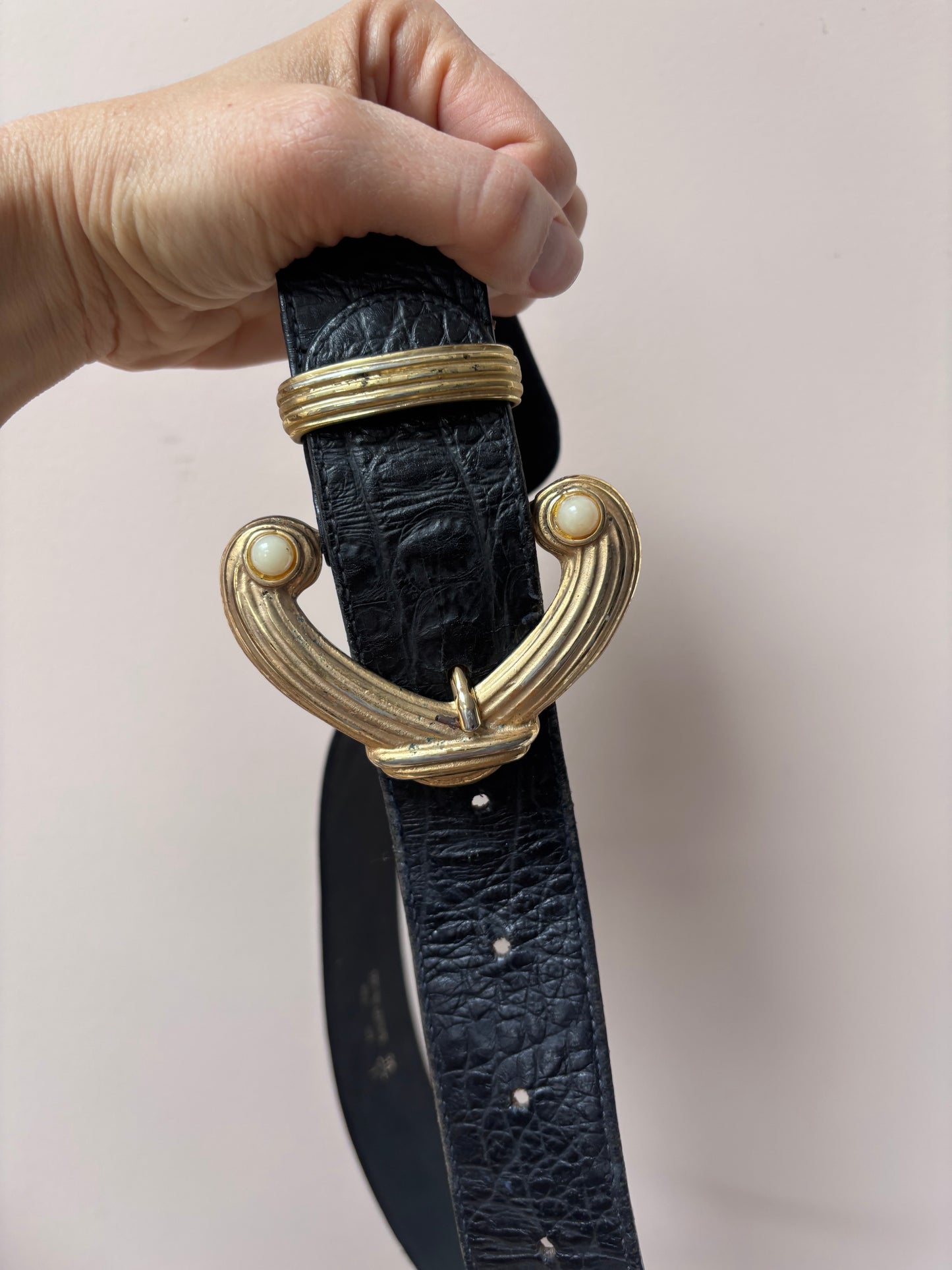 Vintage black leather belt size 8/10
