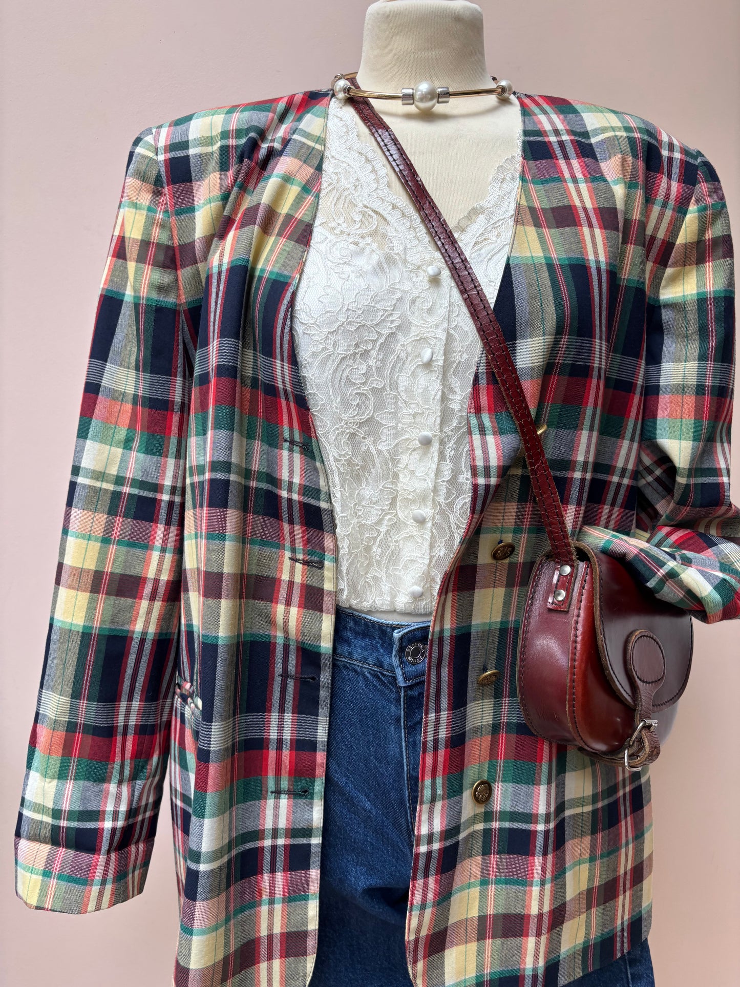 Vintage check oversized blazer size 12-16