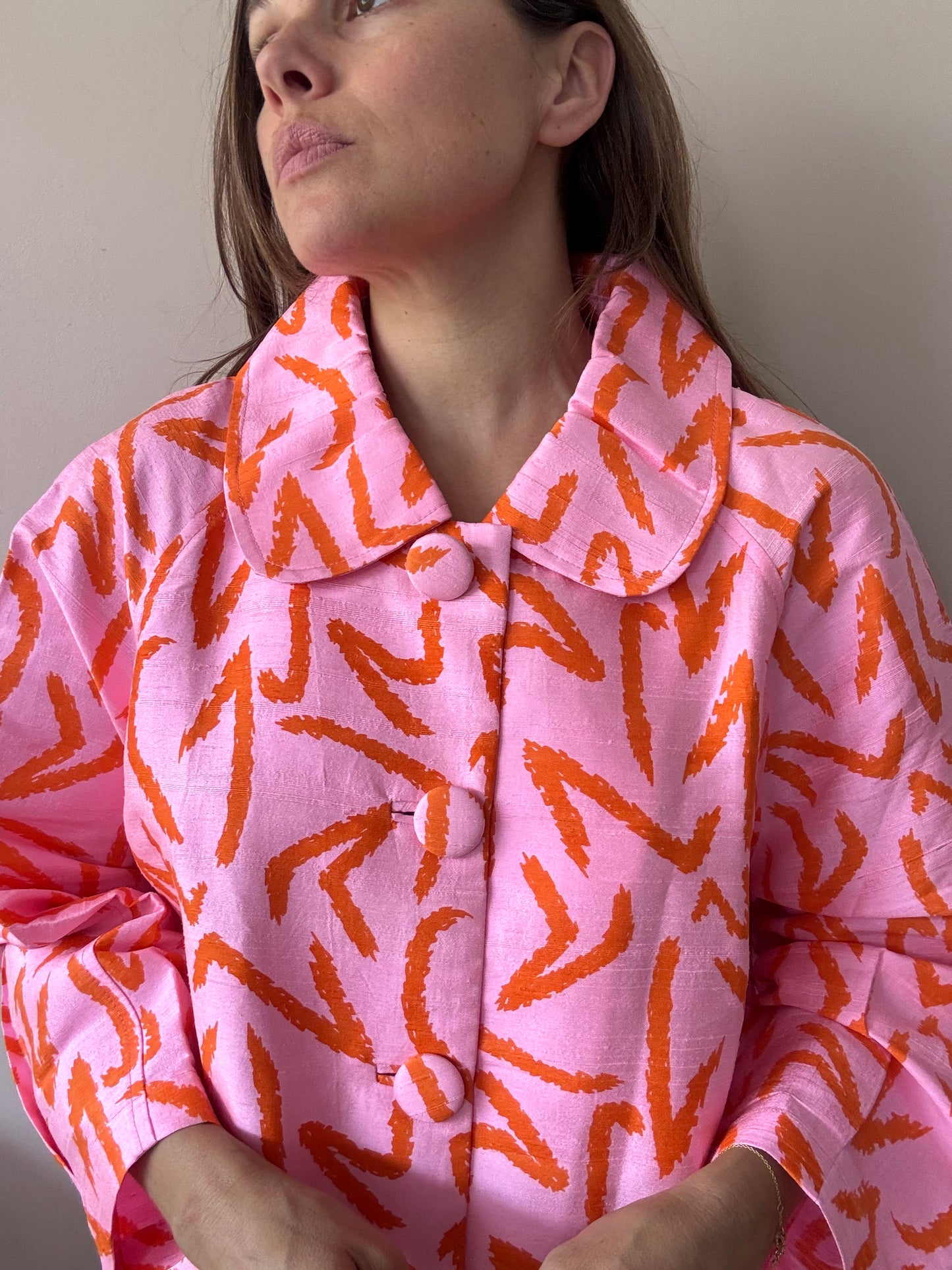 Bright 100% silk jacket size Large