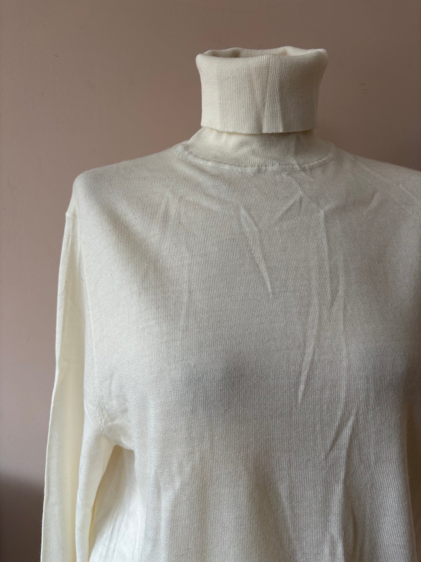Cream merino mix polo neck jumper size 12/14