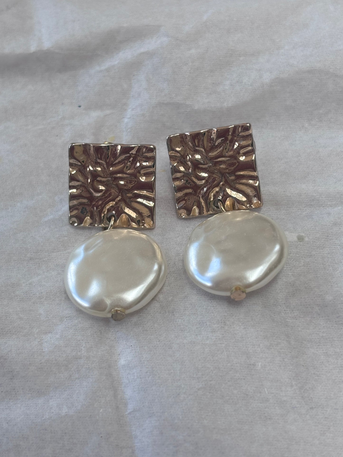Gold and pearl drop earrings