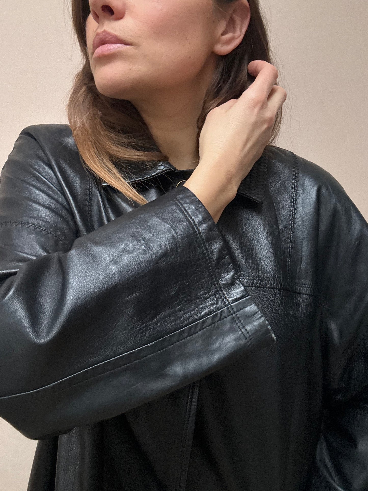 Vintage black leather jacket size 12-16