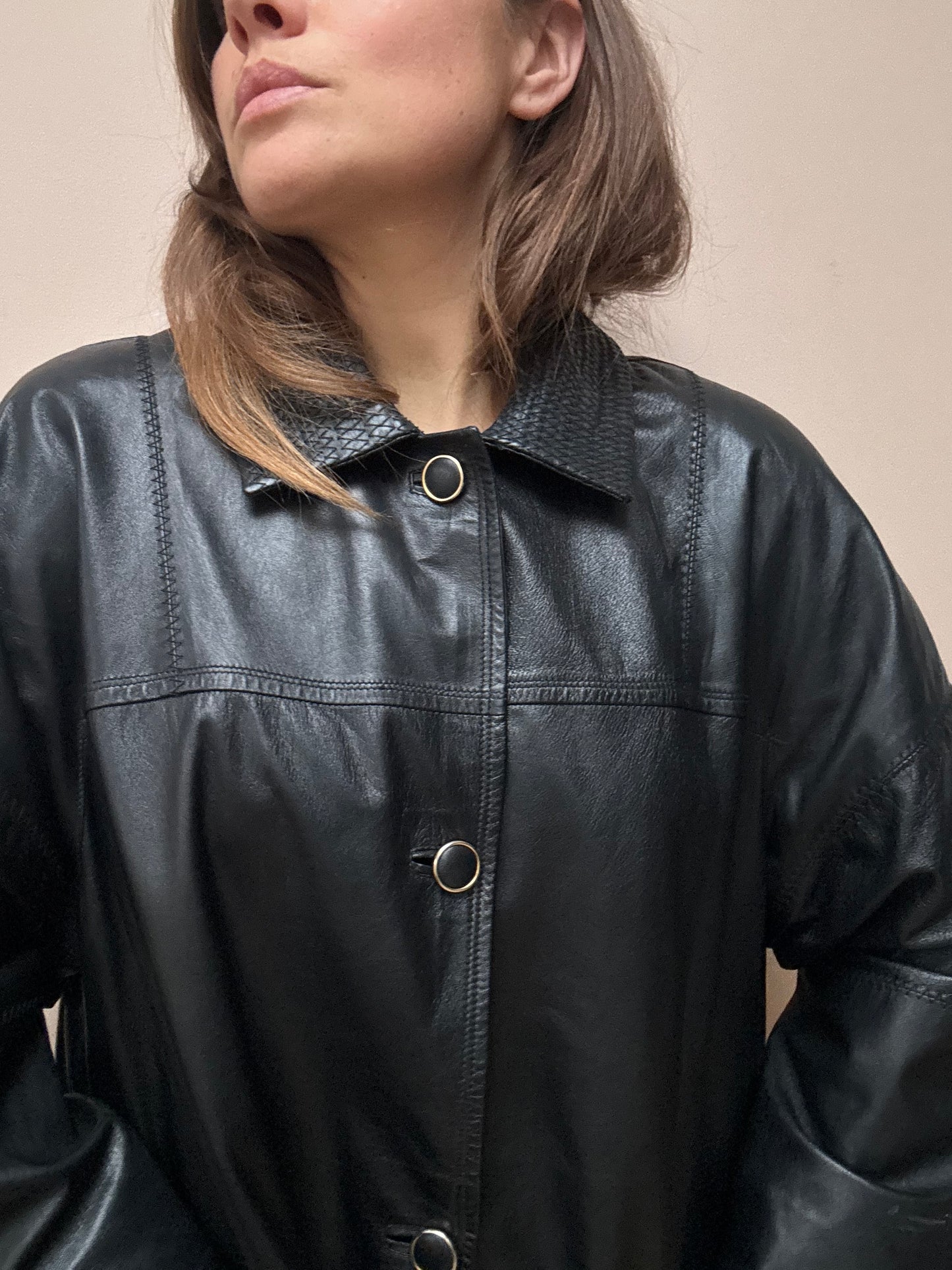 Vintage black leather jacket size 12-16