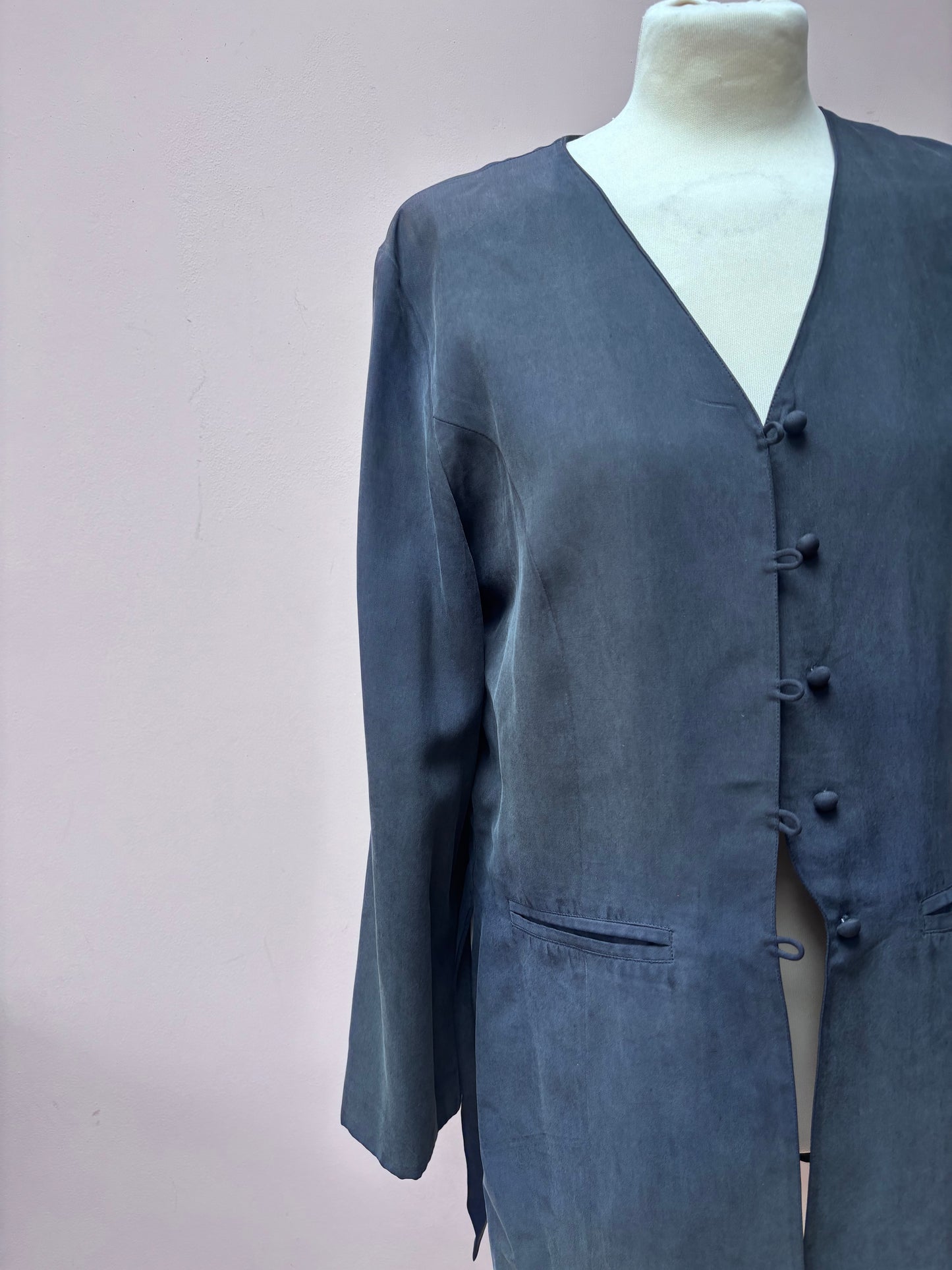 Vintage midnight blue 100% silk jacket size 10/12