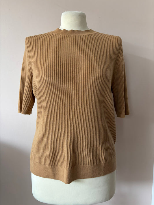 Caramel ribbed wool top size 14