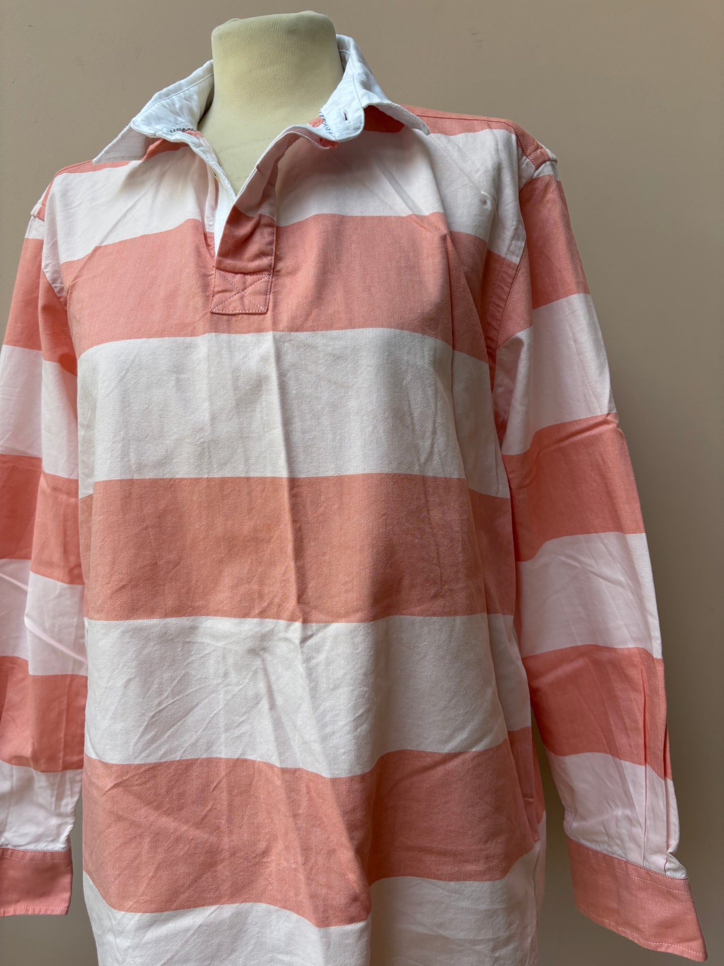 Striped 100% cotton rugby style shirt size Large