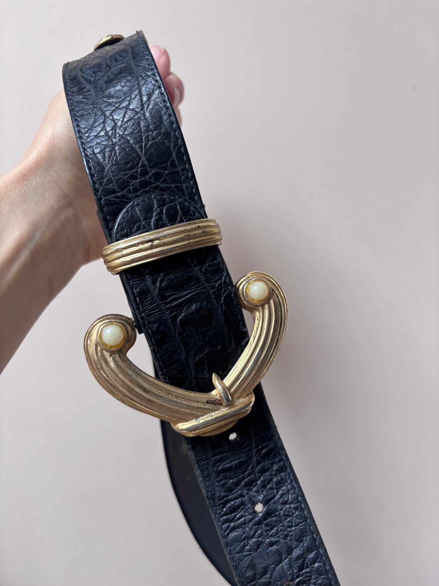 Vintage black leather belt size 8/10