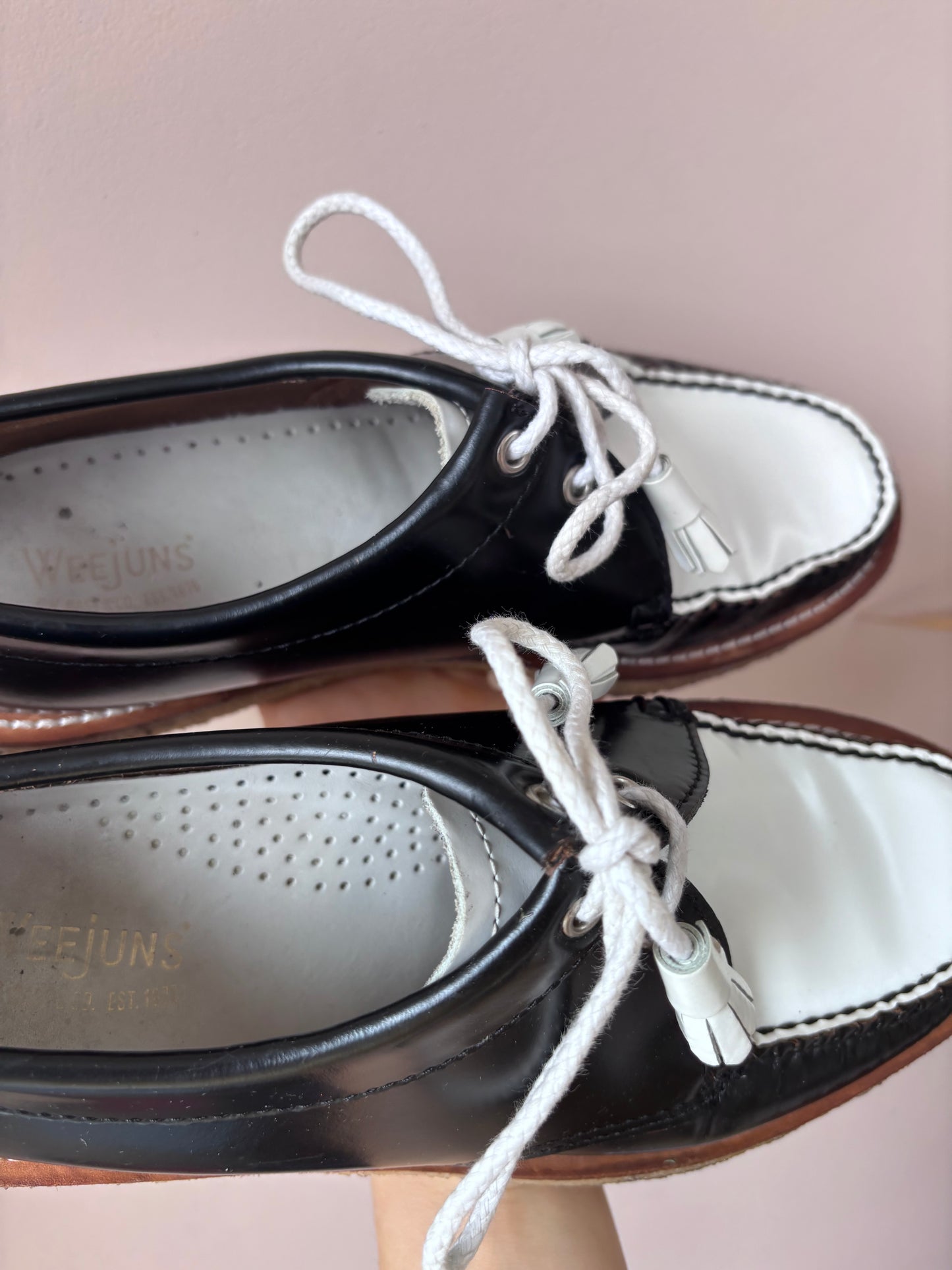 Weejuns black white loafers size UK6.5