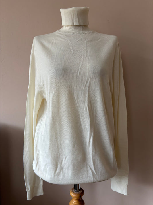 Cream merino mix polo neck jumper size 12/14