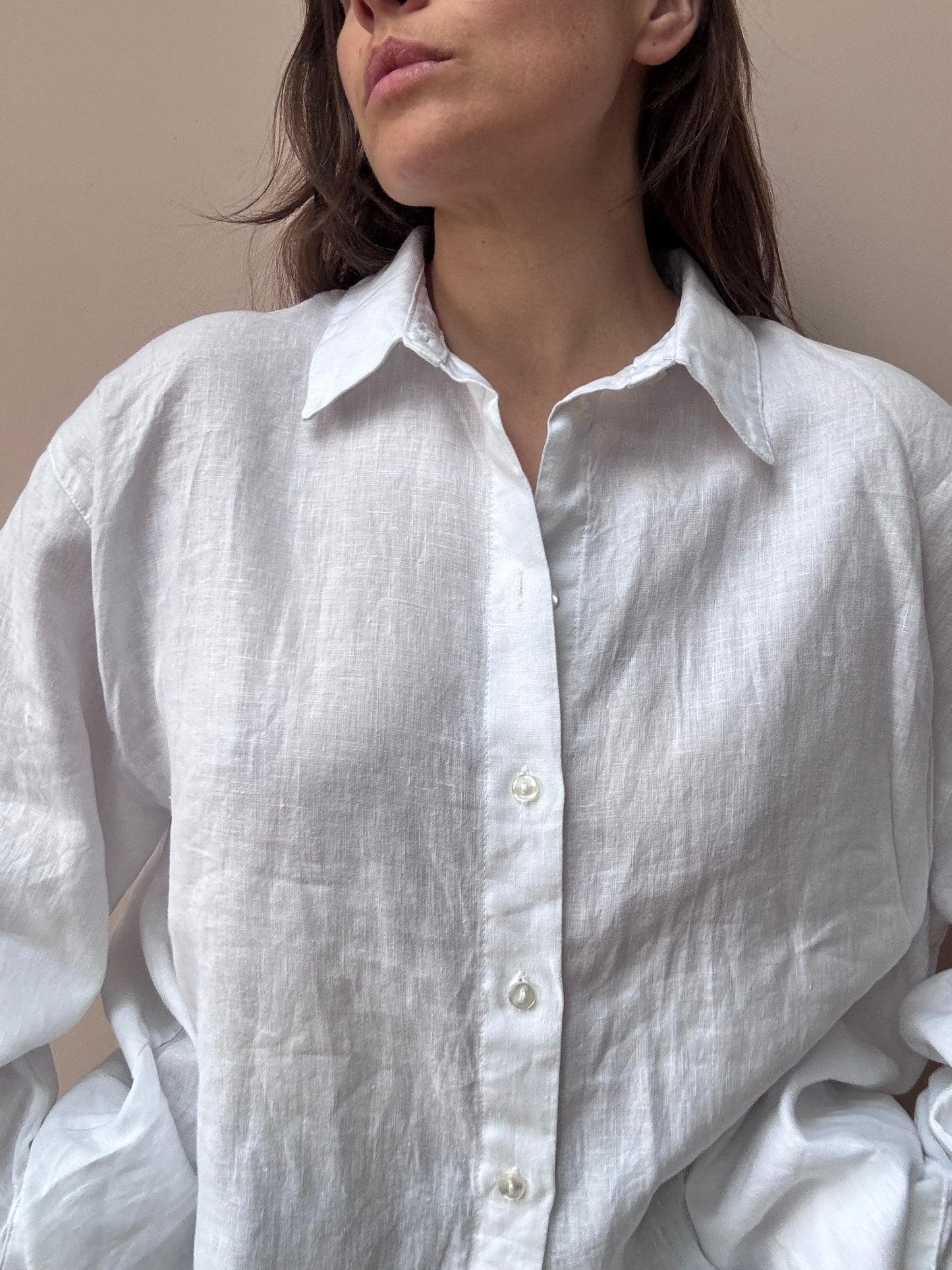 White 100% linen shirt size 18