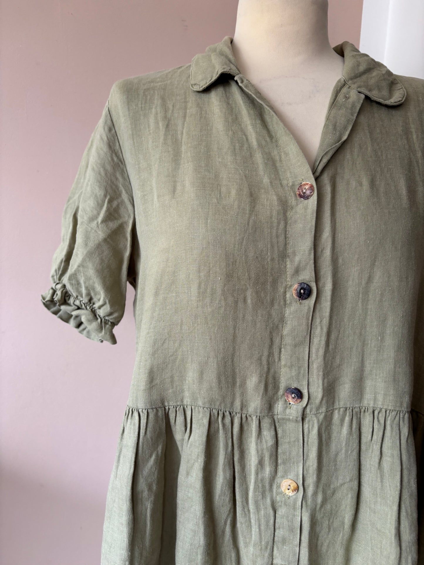 Sage green 100% linen dress wise 10