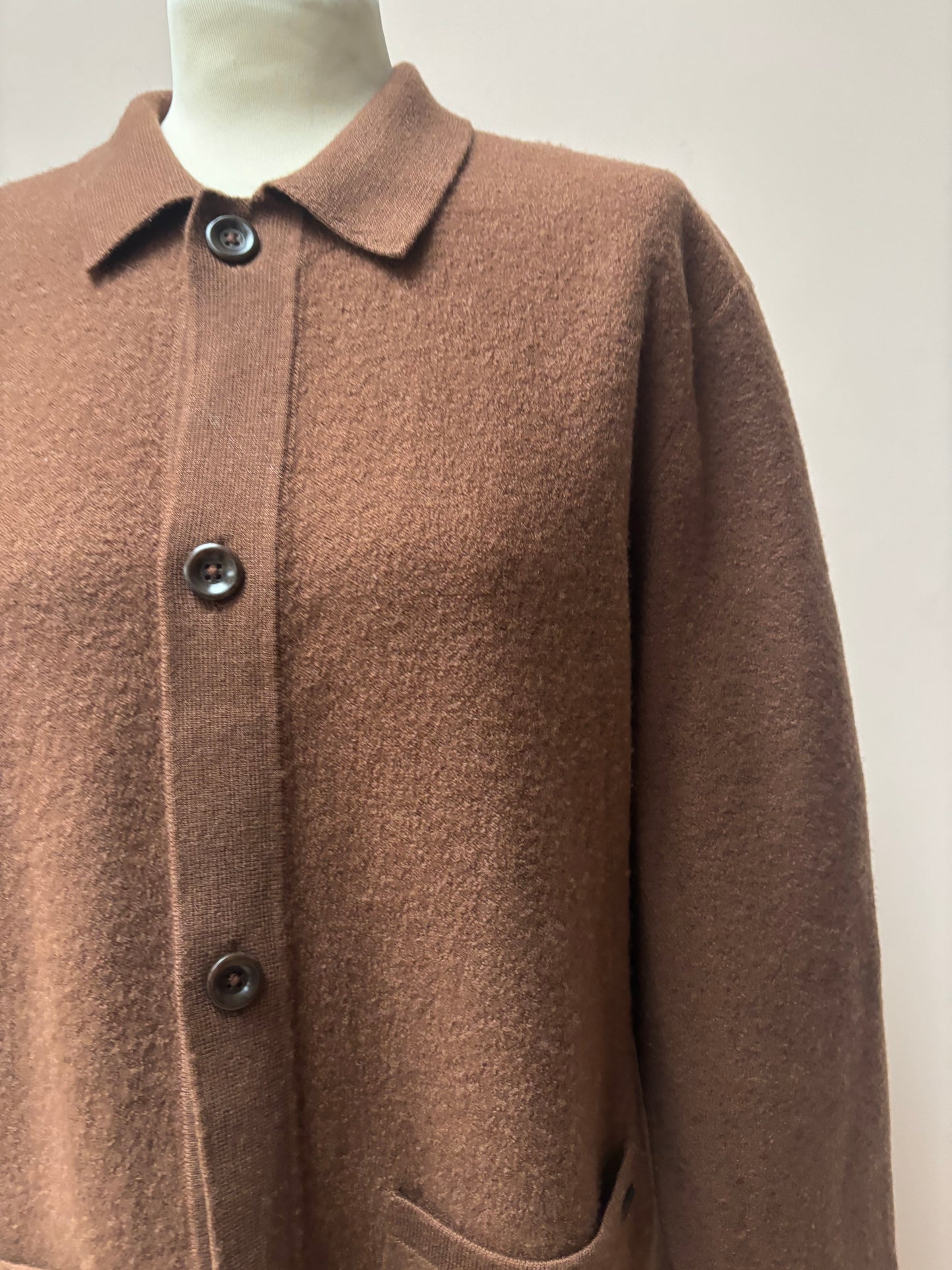 Brown 100% merino wool cardigan size Large
