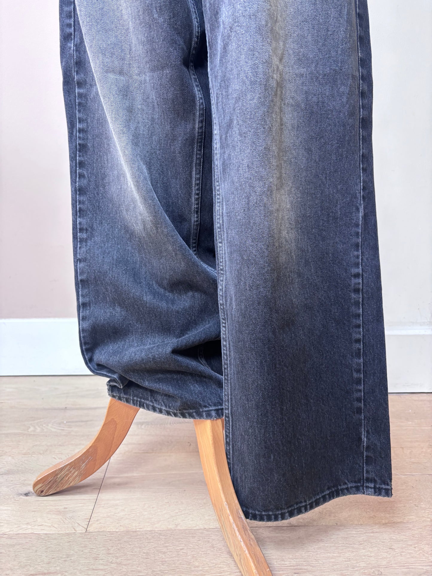 Black cotton wide leg jeans size 10/12