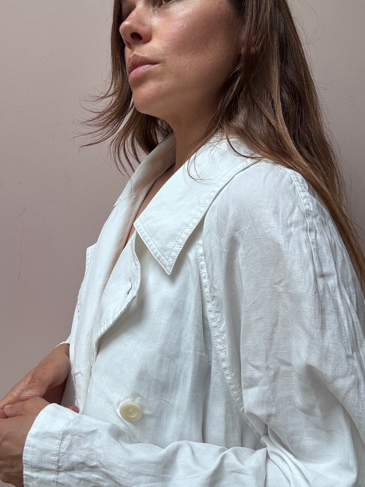 White 100% linen jacket size 14