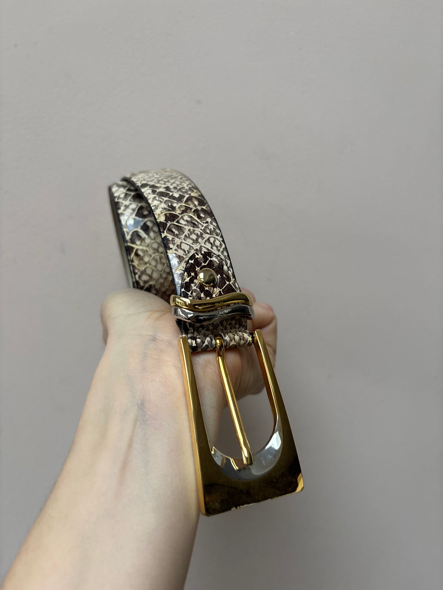 Vintage leather snakeskin belt size 10