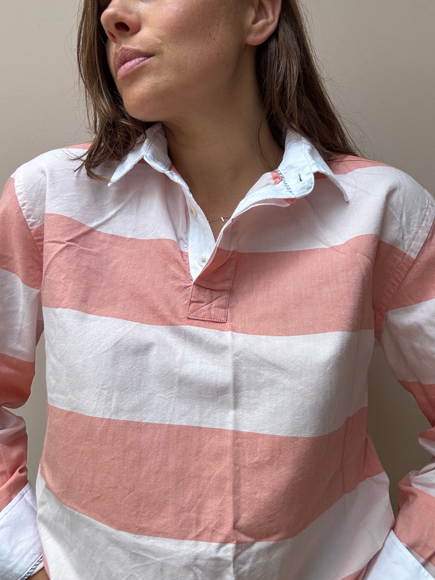 Striped 100% cotton rugby style shirt size Large