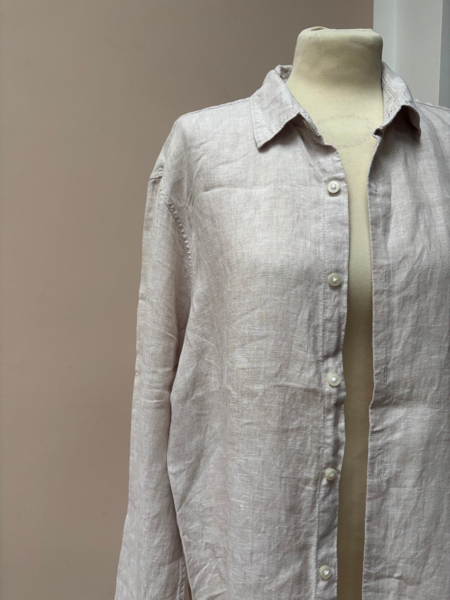 Greige 100% linen shirt size Large