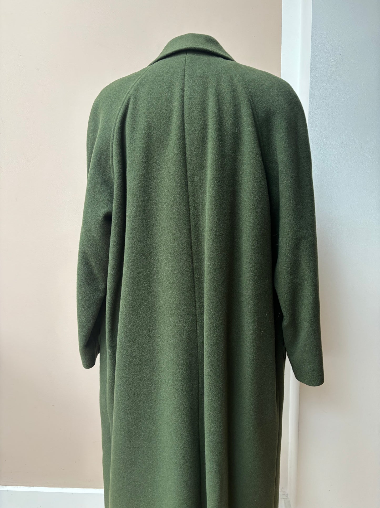 Vintage Green 100% wool long coat size 10/12