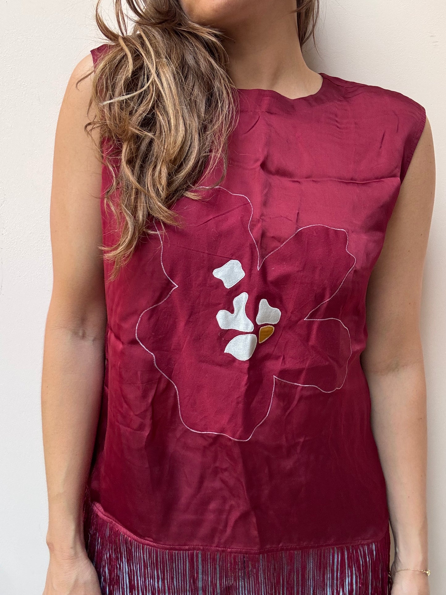 Vintage flower tassels top size XL