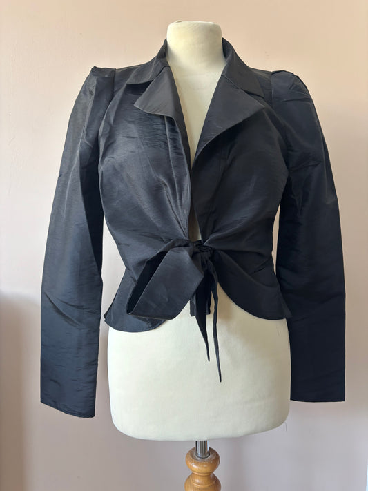 Vintage black blazer top with tie front size 10/12
