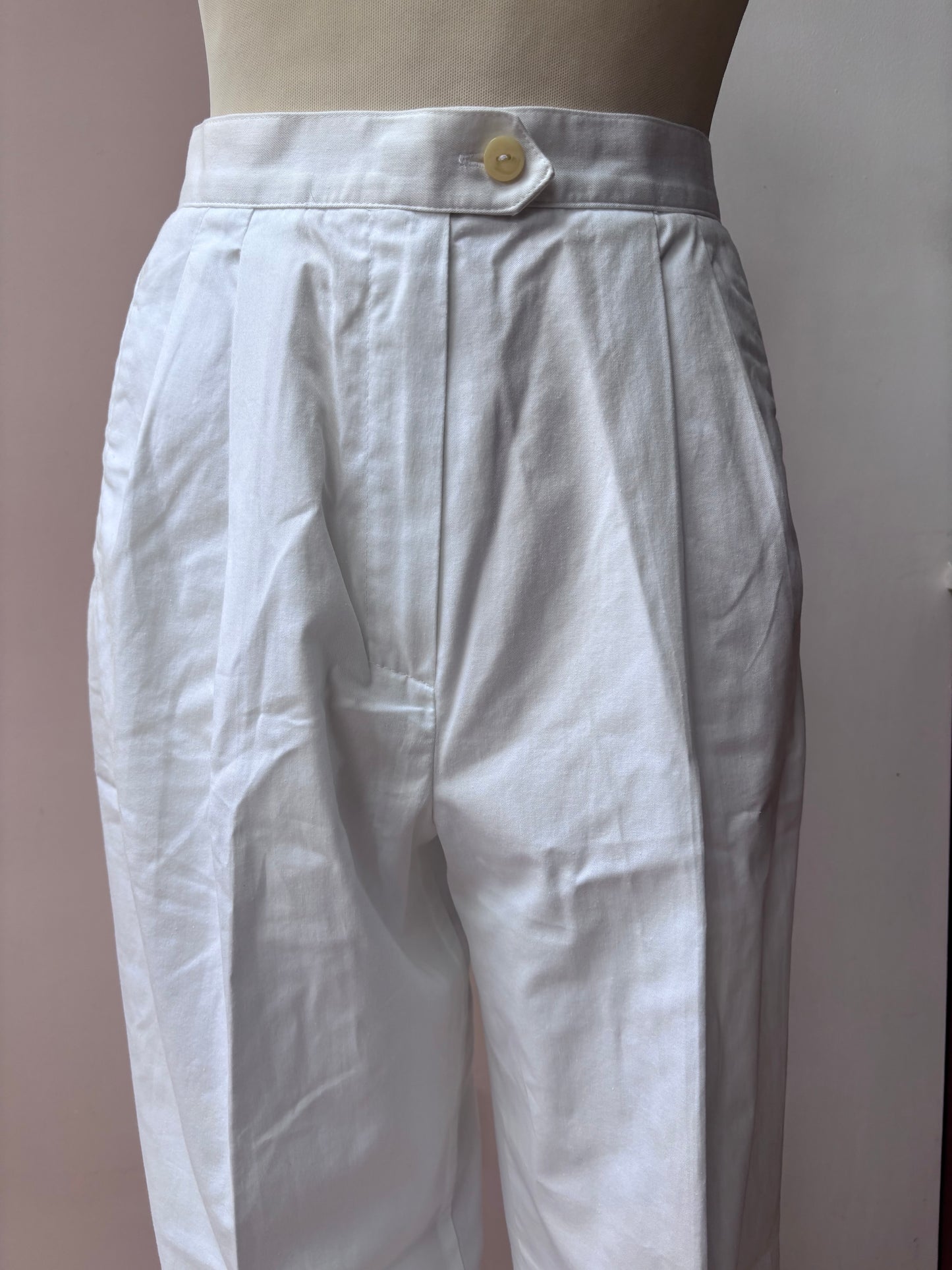 Vintage white 100% cotton trousers UK10