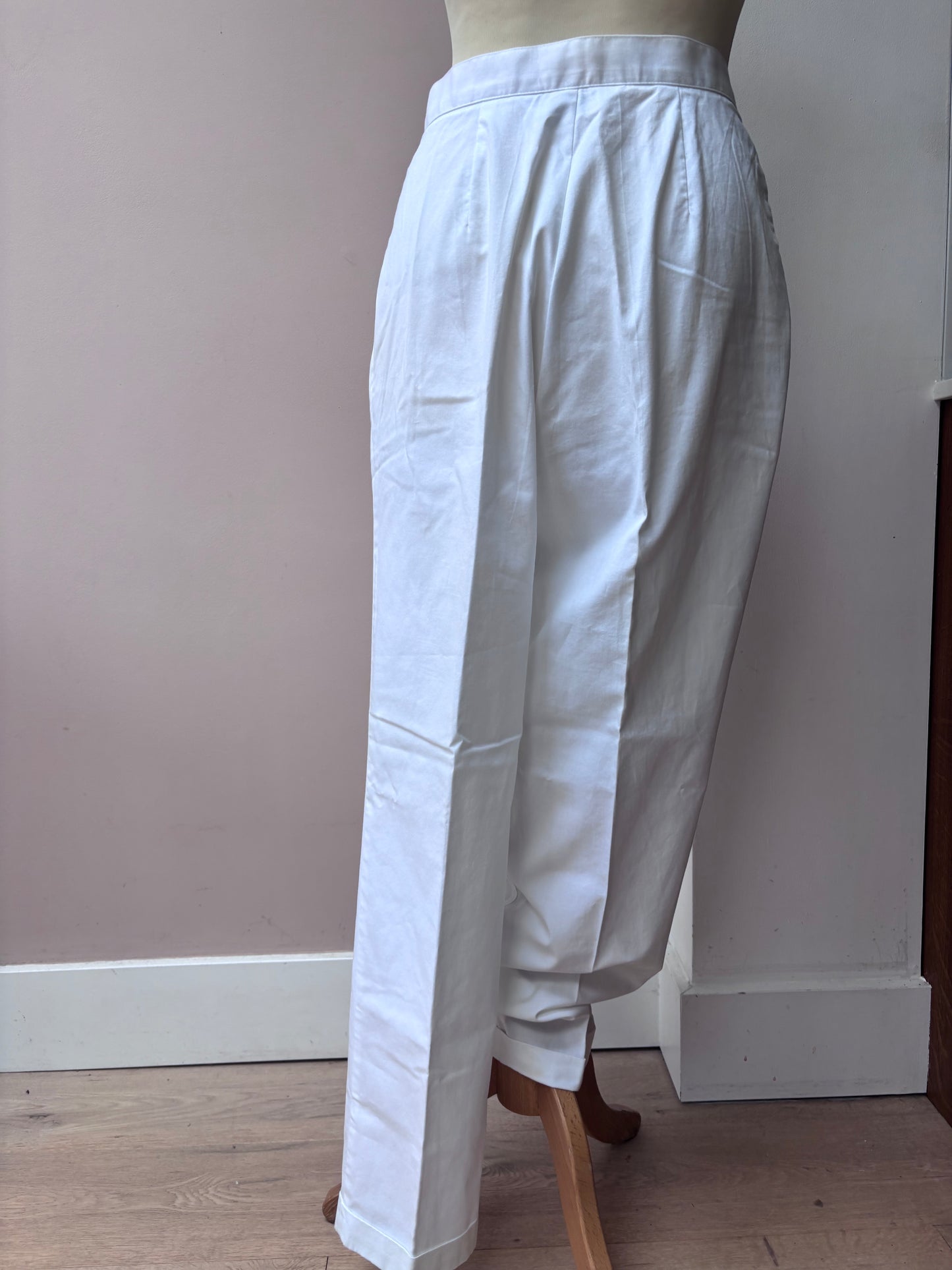 Vintage white 100% cotton trousers UK10