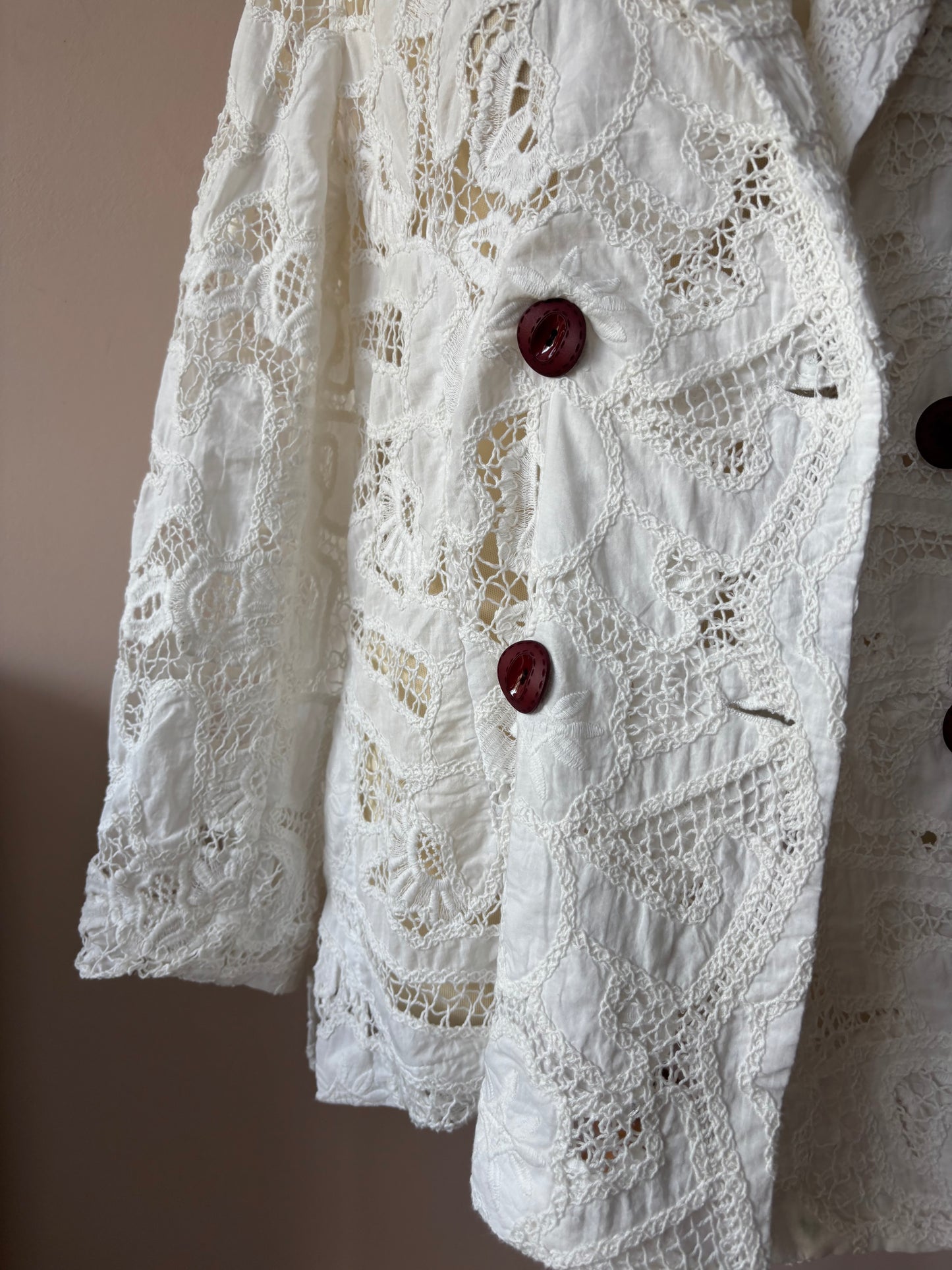 White lace double breasted blazer size Medium