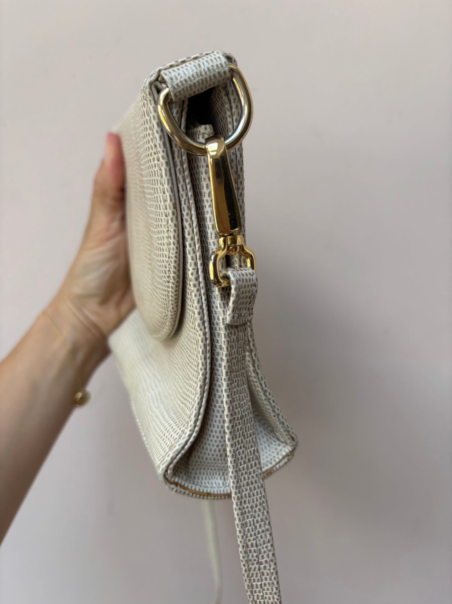 Vintage small cream and gold bag