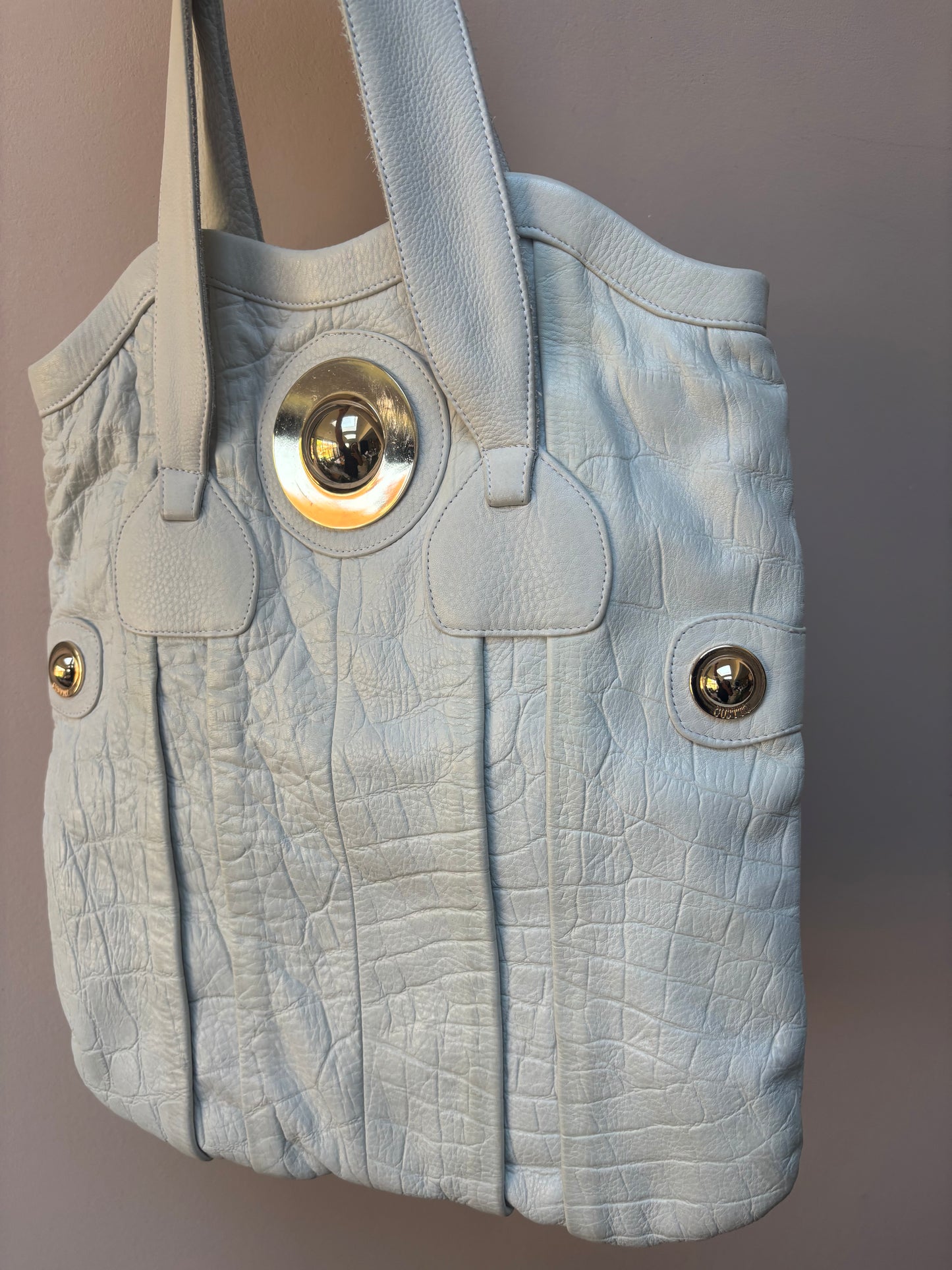 Pale blue leather bag