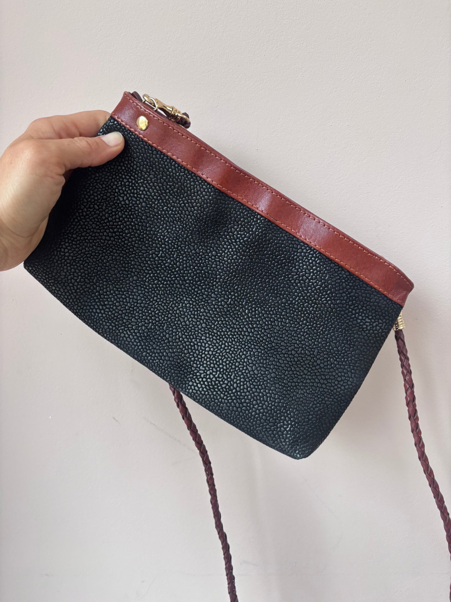 Small vintage scotch grain leather bag