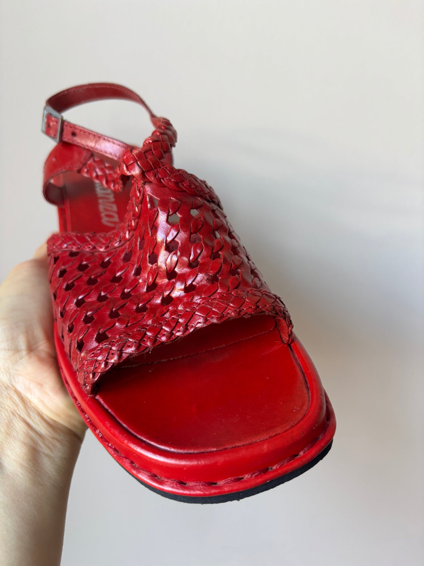 Vintage red leather sandals size UK5