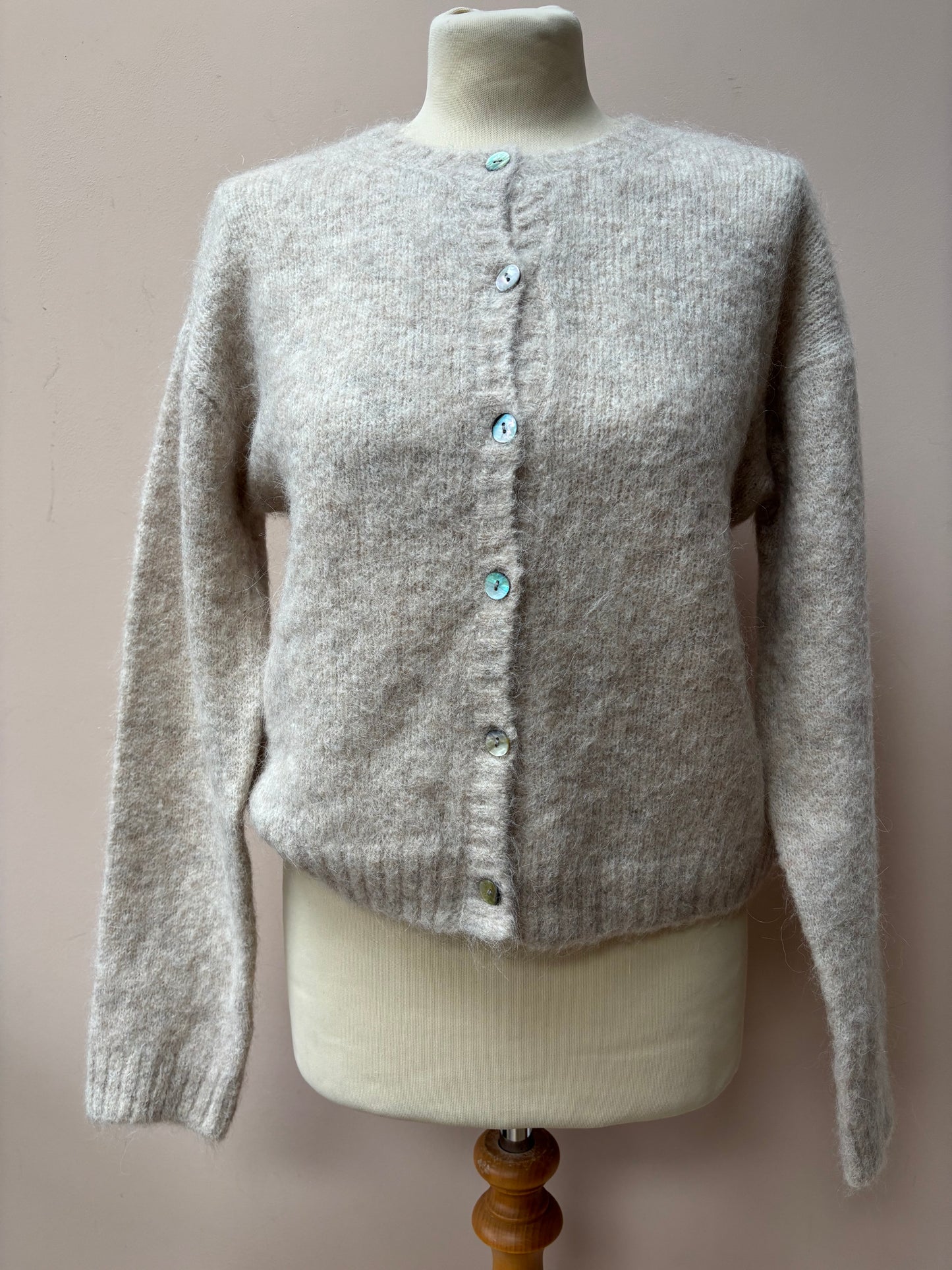 Greige mohair mix cardigan size Medium