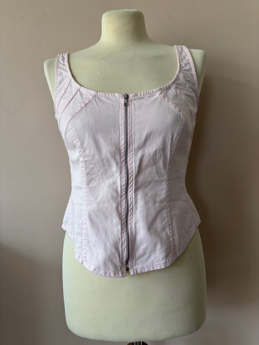 Vintage baby pink corset style top size 10