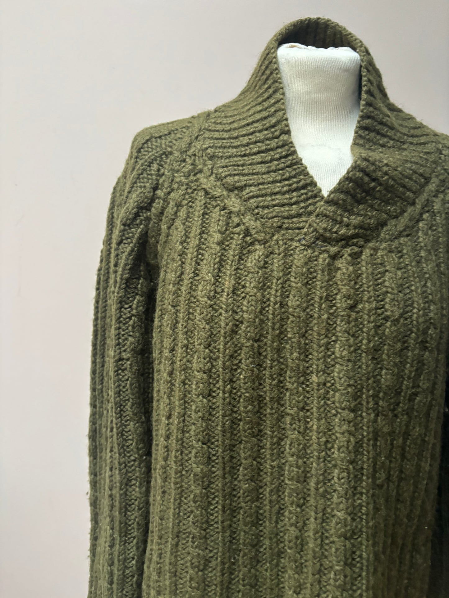 Green knitted wool jumper size Medium