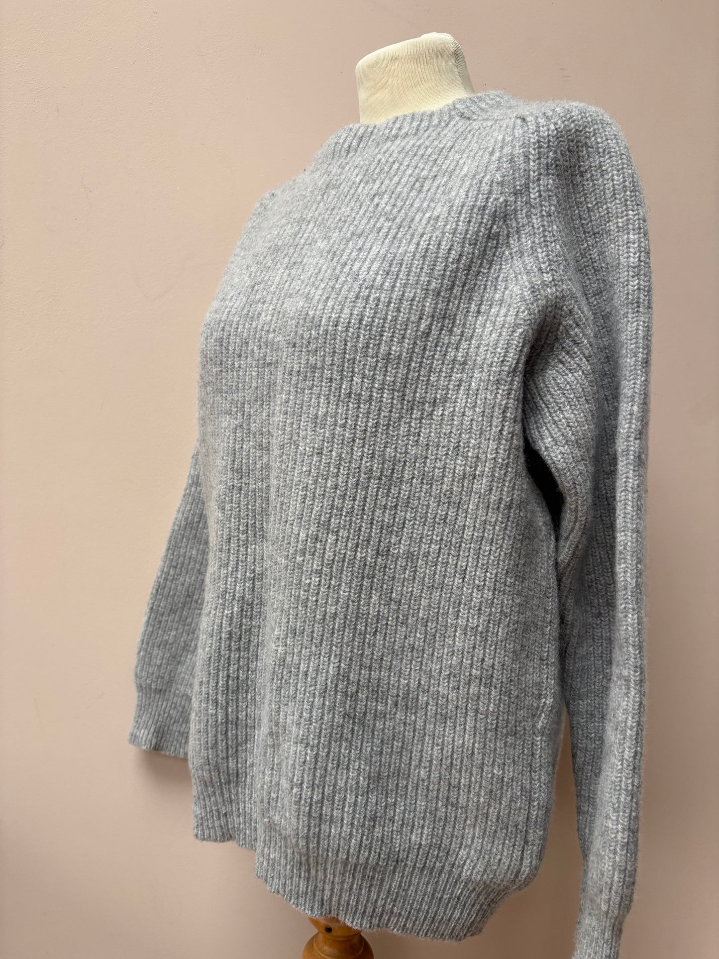 Grey 100% wool jumper size Medium