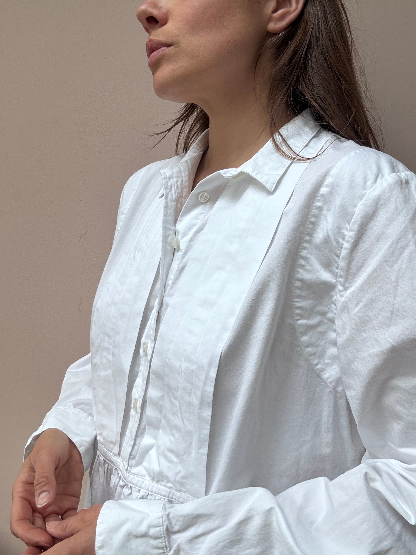 Toast white cotton shirt with detailing on bib size18